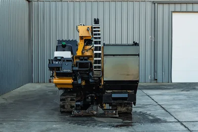 2019 Vermeer D40x55 S3 HDD drill, rear view, rubber tracks, operator controls, engine enclosure, drill frame visible