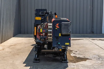 2022 Ditch Witch JT20 HDD drill, rear view showing drill frame, hydraulic system, anchors, engine compartment, and Ditch Witch logo