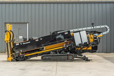 2024 Vermeer D20x22 S3 HDD drill, full left-side profile, angled drill frame, rubber tracks, pipe rack, hydraulic lines visible