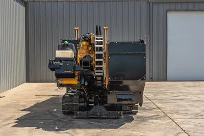 2020 Vermeer D24x40 S3 HDD drill, rear view showing rubber tracks, engine compartment, access ladder, and large mud tank.