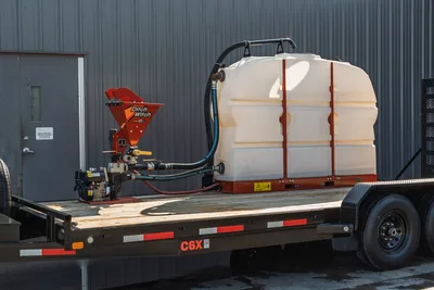 2023 MAXX-D C6X mud mixing trailer with Ditch Witch FM5x hopper, poly water tank, gas engine pump, and plumbed hose connections