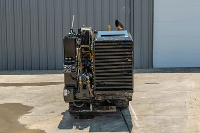 Vermeer 10x15 S3 HDD rig rear view showing engine compartment, rotary table, drill pipe reel, and control systems