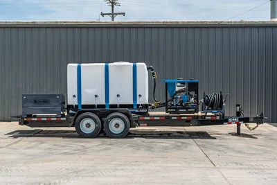 2026 Behnke TBCT2220ET-BT-R tandem-axle trailer with SL500 water tank, PM170 mixer, hose reel, Better Built tool box