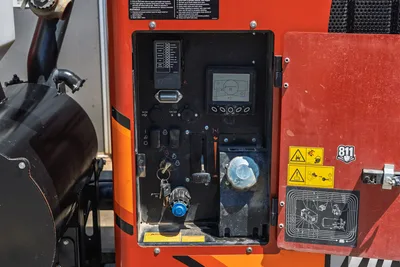 2023 Ditch Witch HX30 mud mixer control panel with ignition, fuse block, digital display, USB/12V ports, fuel cap
