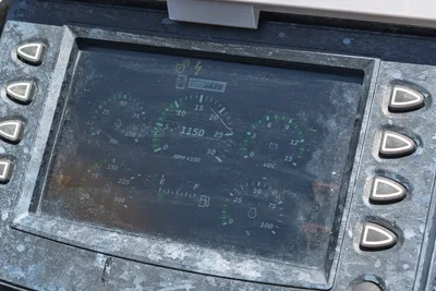 Vermeer D40x55 S3 operator display panel showing 3,620 hours, RPM, PSI, fuel, and VDC gauges with wear-worn bezel