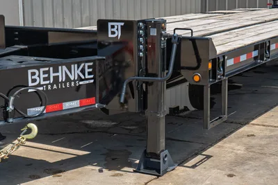 2026 Behnke FB8X30SDPT-40L front jack stand, manual crank, wood deck, marker lights, safety chains, BT logo plate