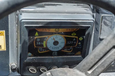 2017 Ditch Witch RT80 digital operator display showing engine RPM, 1,298 hours, and critical machine diagnostic vitals.